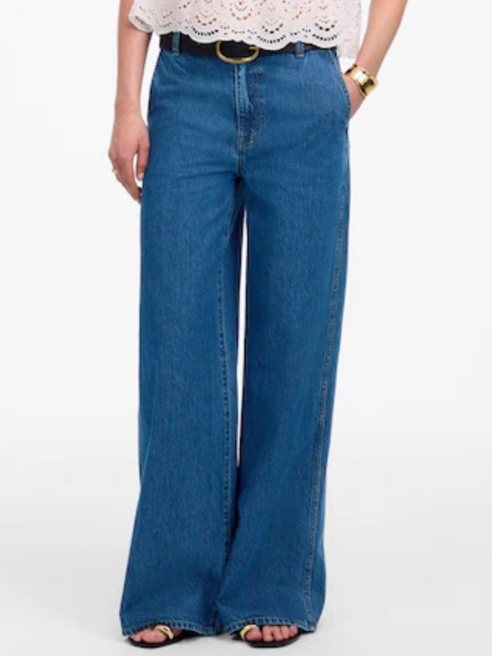 Madewell Wide swept trouser jean in Dowe 25 petite